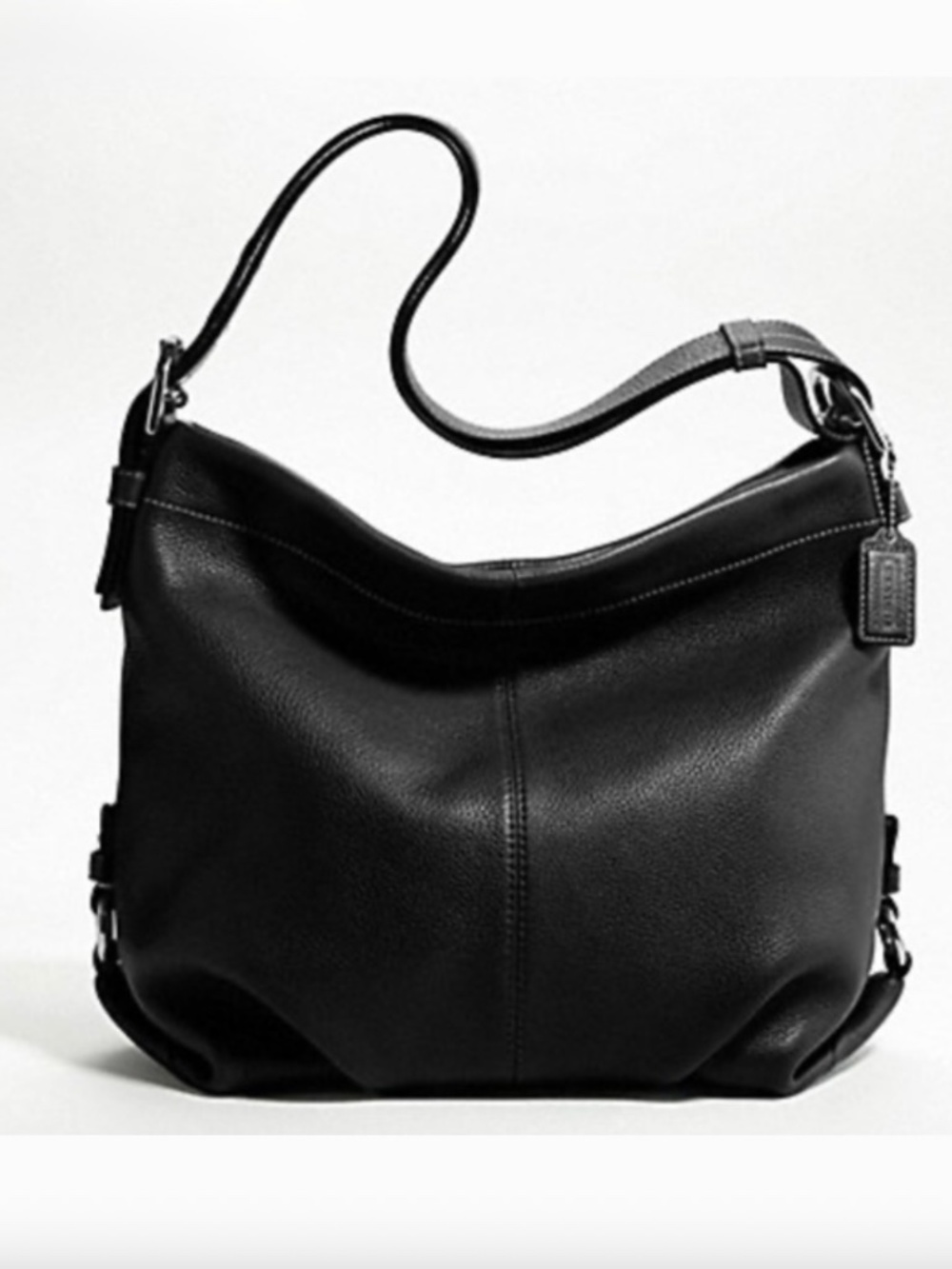 Coach Pebbled Leather Black Convertible Crossbody Shoulder Bag Hobo Duffle